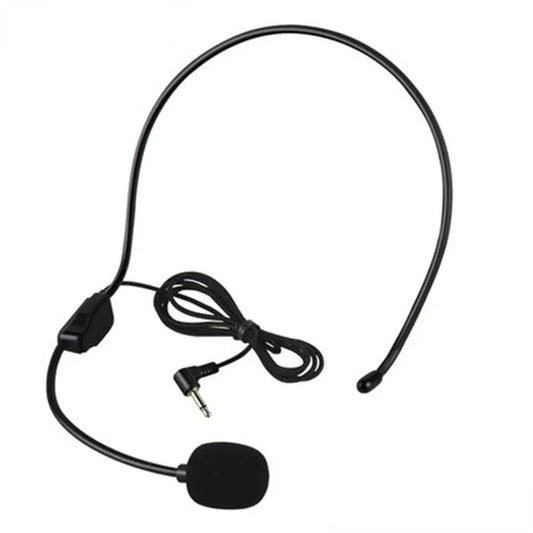 Black over-ear headset with flexible headband and foam mic capsule wired external microphone for auto dvd radio use