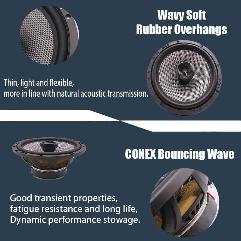 Black conex pair 165ac modifying car door speaker with 6.5 inch coaxial design wavy rubber overhang mesh grille