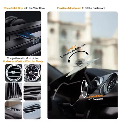 Black car crash cymbal with 360° rotatable arm and sticks air vent for flexible mini drum car positioning