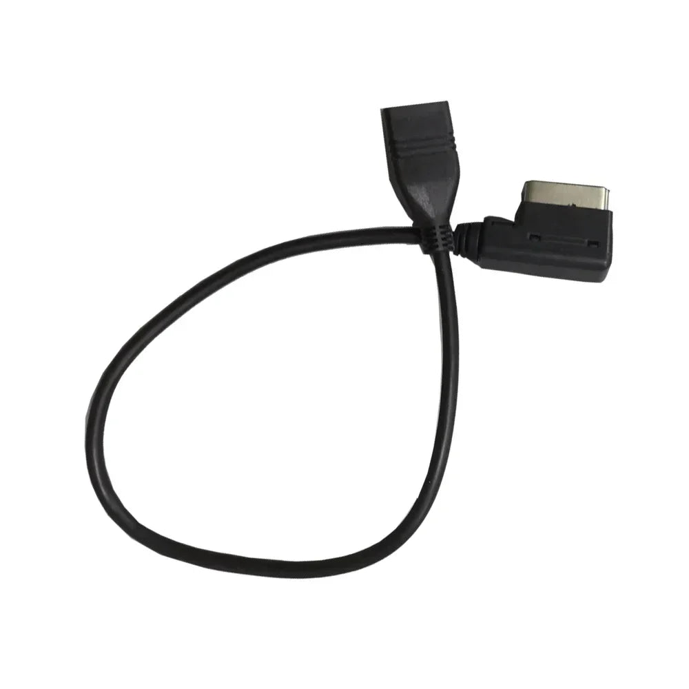 Black usb-to-usb car media interface cable with angled connectors for ami mmi usb aux cable music adapter