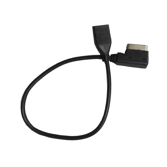Black usb-to-usb car media interface cable with angled connectors for ami mmi usb aux cable music adapter