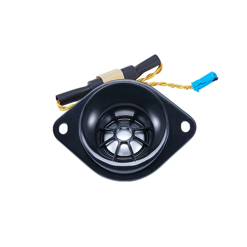 Black plastic car rear surround tweeter with circular grille and wiring for bmw e90 e91 e60 e61 f10 f11 f90 f07 models