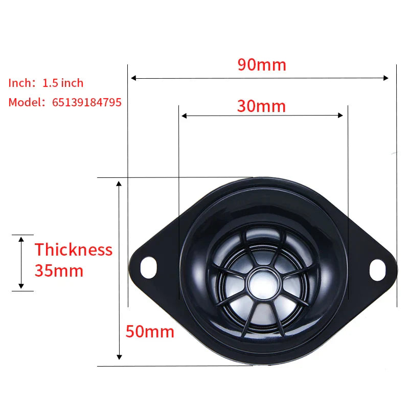 Black 1.5-inch car rear surround tweeter speaker with circular grille and mounting holes for bmw e90 e91 e60 e61 f10 f11 f90 f07