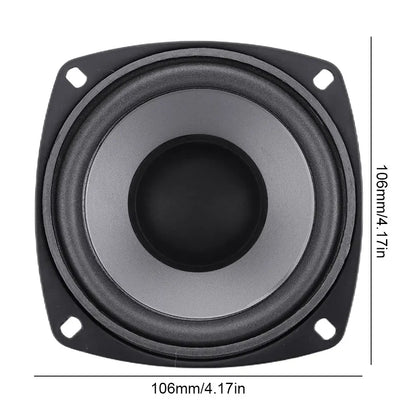 Black square car hifi coaxial speaker with 106mm diameter matte black frame grayish cone for inch vehicle door auto audio music
