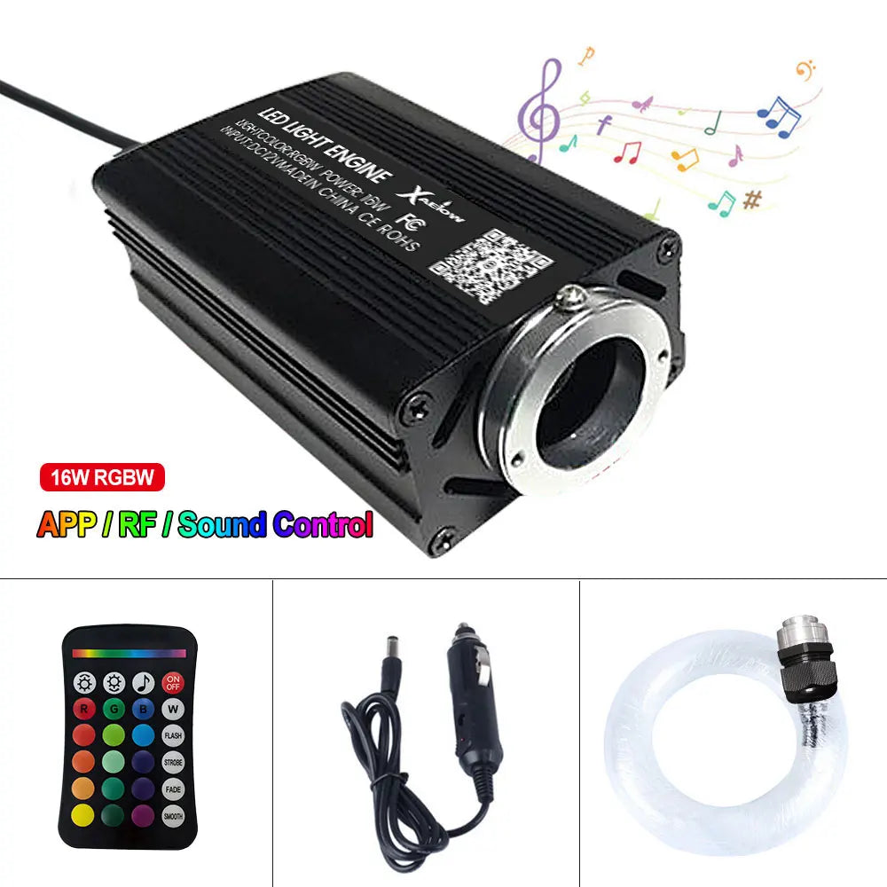 Black rectangular led light engine with silver metallic lens for car starry sky optic lights atmosphere lamp music control