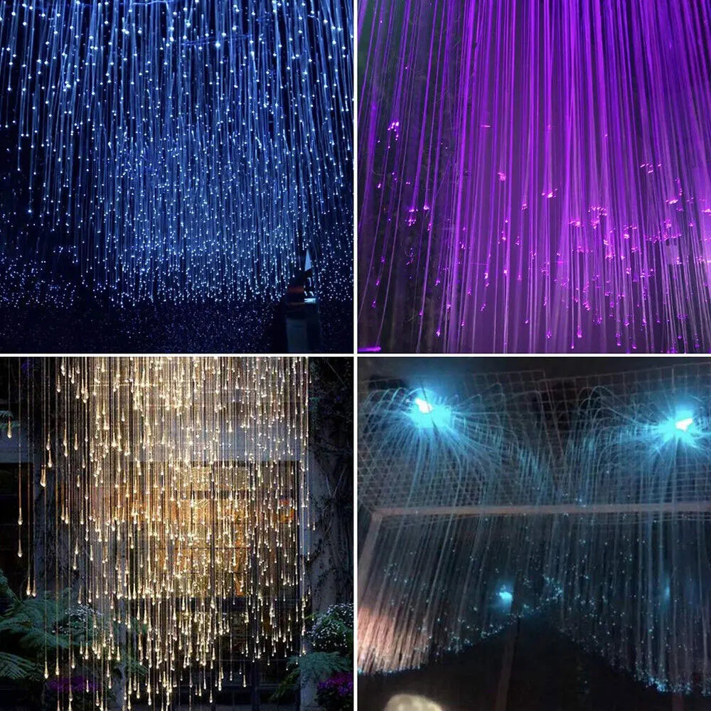 A car starry sky fiber optic lights atmosphere lamp music control with cascading blue purple gold and teal strands