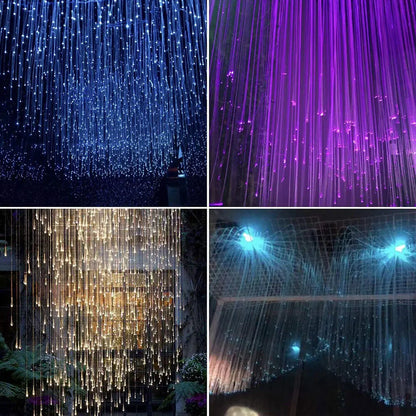 A car starry sky fiber optic lights atmosphere lamp music control with cascading blue purple gold and teal strands