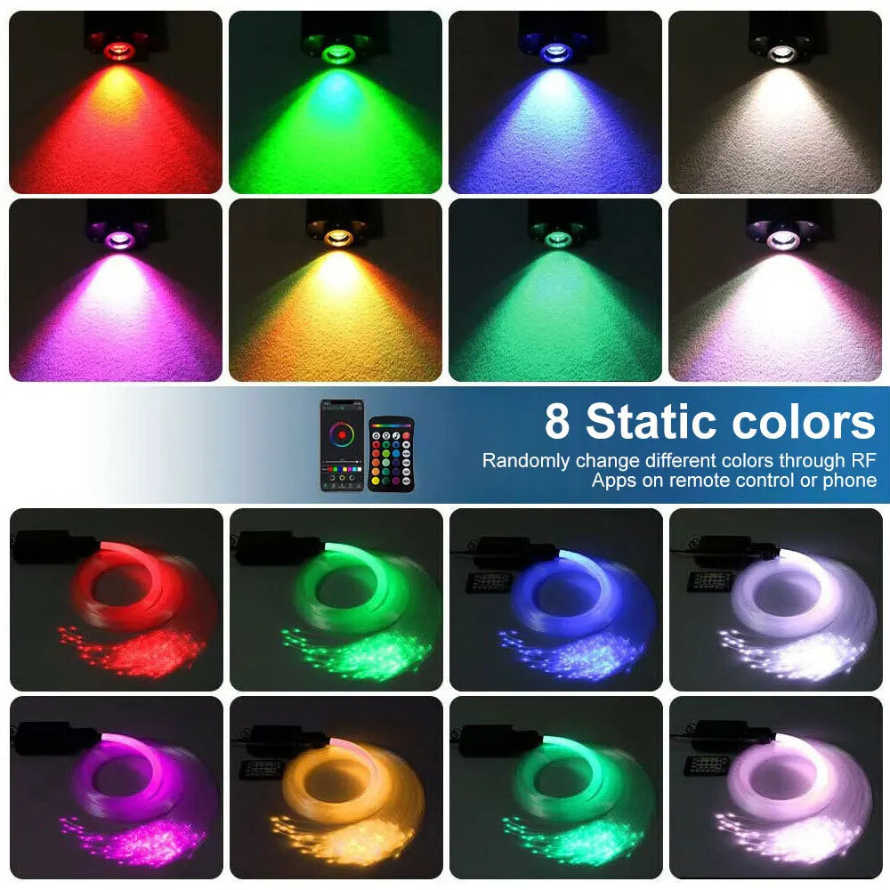 Flexible led fiber optic light strip emitting vibrant colors for car starry sky optic lights atmosphere lamp music control