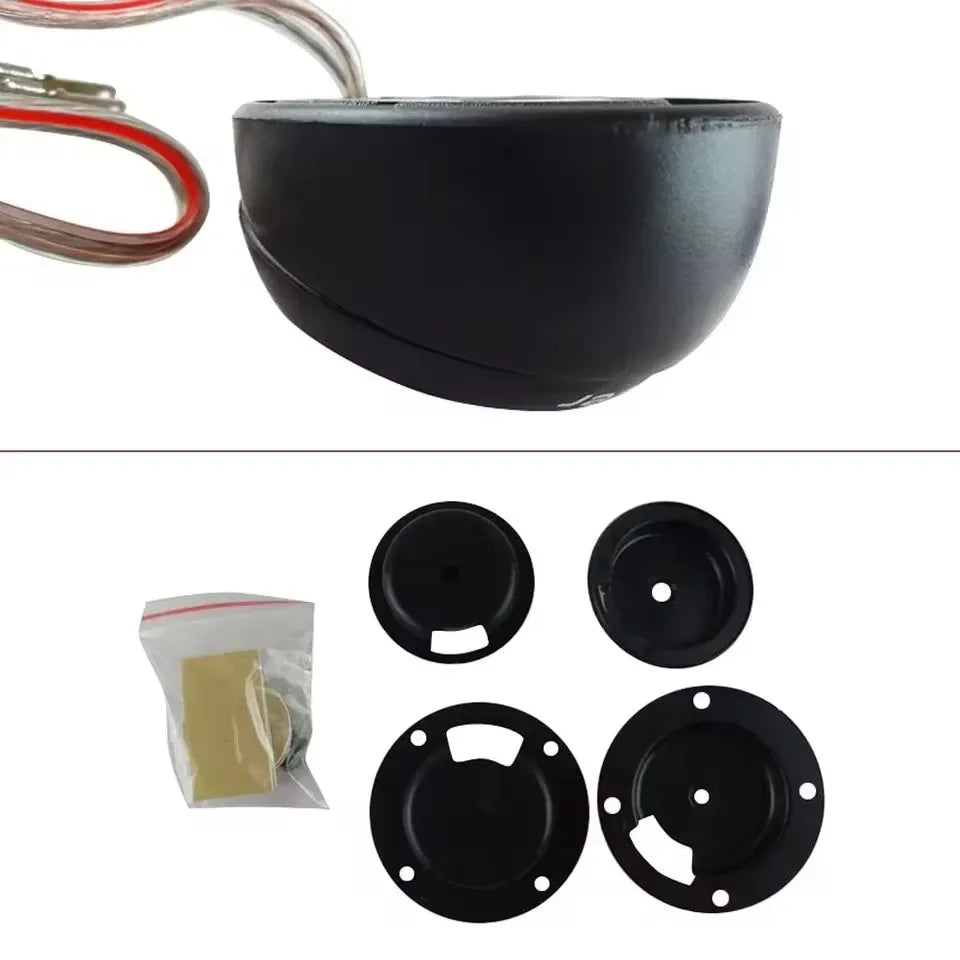 Black leather car stereo speakers enclosure with mounting plates and adhesive for pair loudspeaker music audio silk film use