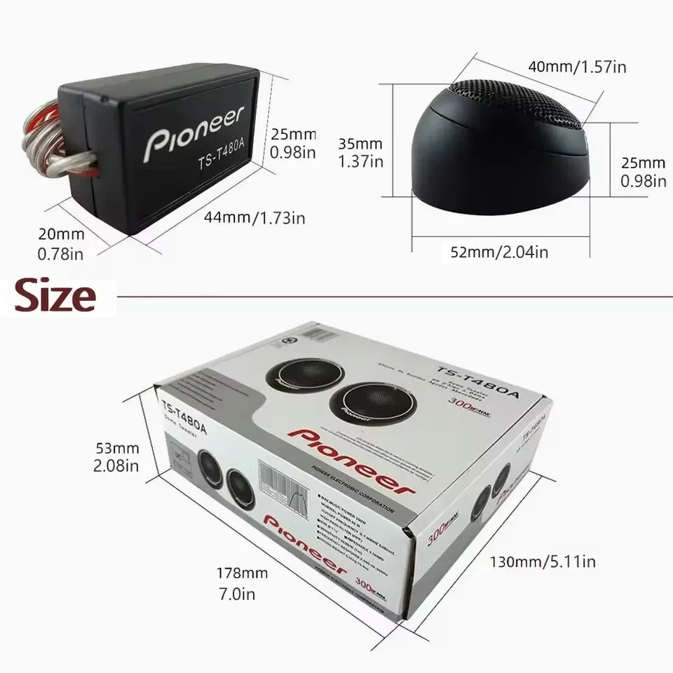 Black pioneer ts-t480a car stereo speakers pair loudspeaker music with compact amplifier and audio silk film tweeters