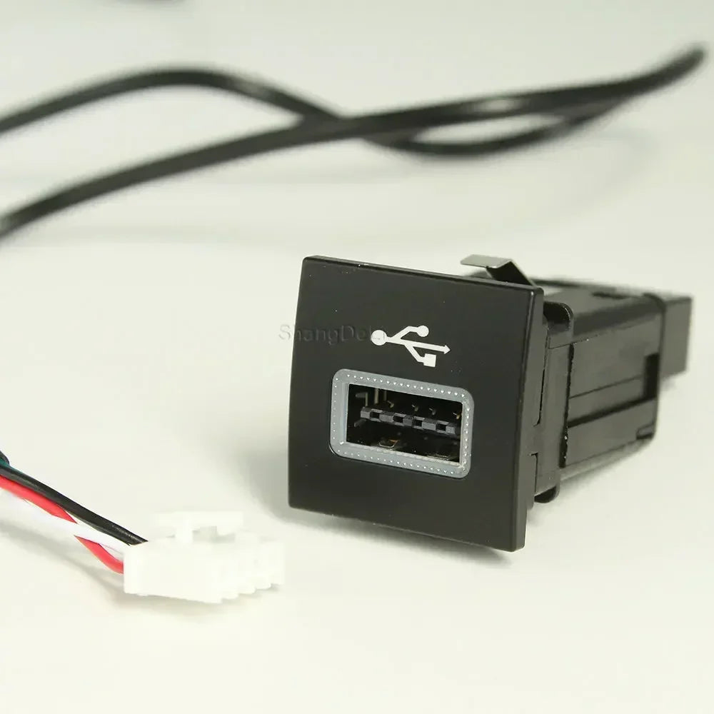 Black rectangular car usb input with silver frame and white usb symbol for jetta mk5 caddy flash socket interface