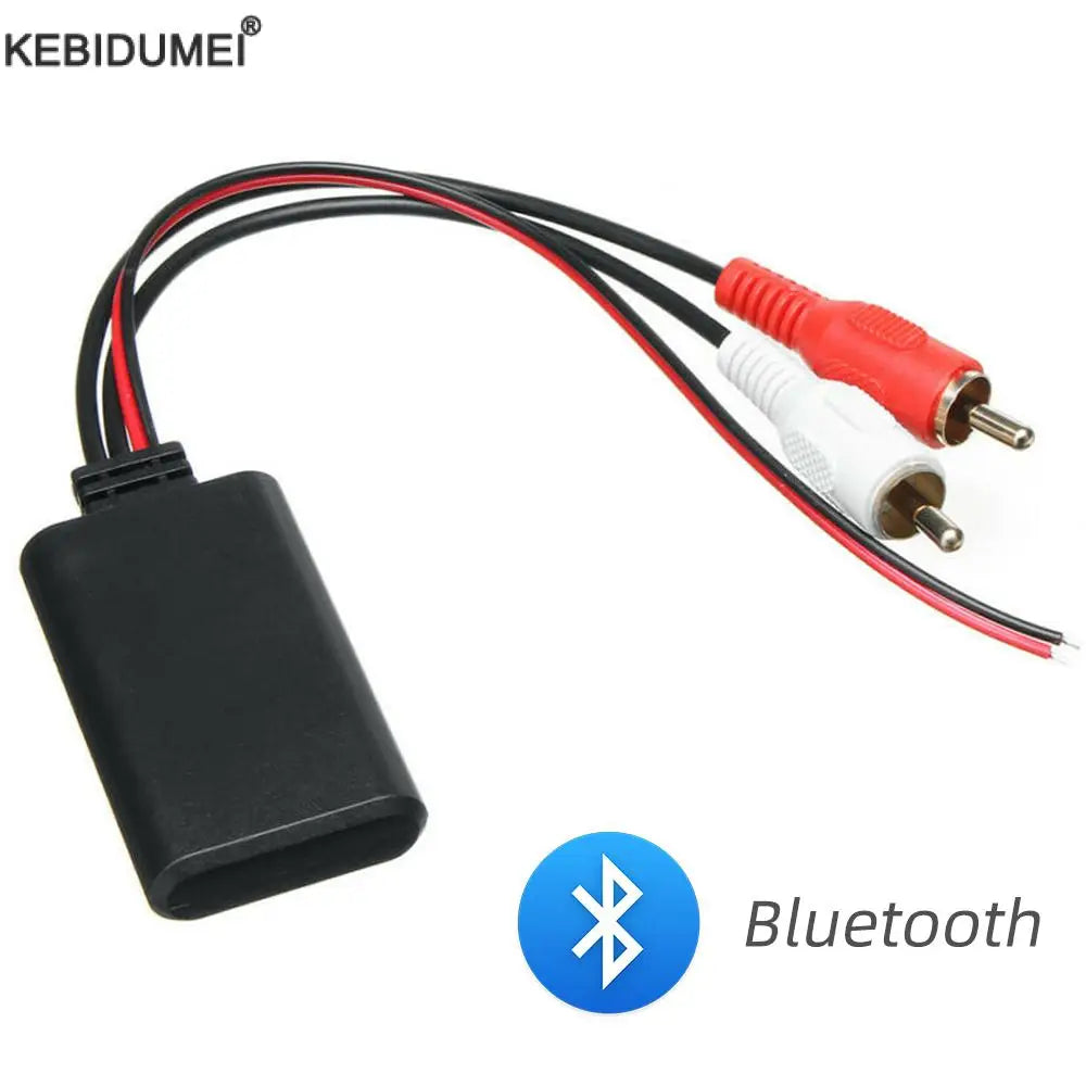 Black kebidumei car wireless rca bluetooth receiver module aux adapter with red and white rca connectors for vehicles