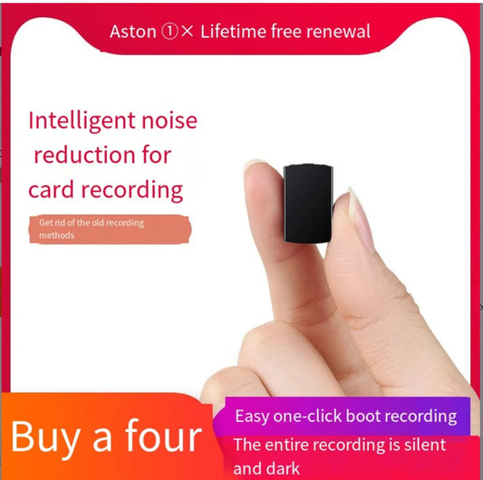 Black rectangular aston card voice recorder professional with sleek matte finish and noise reduction ultra-thin design