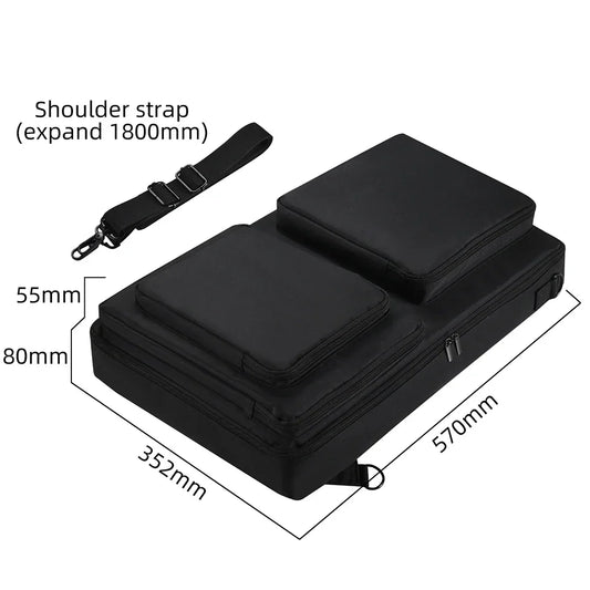 Black durable nylon carrying case shoulder bag with two front zippered compartments for pioneer ddj-sr2 and kontrol s4 mk3