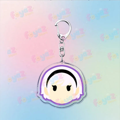 Clear acrylic cartoon homestuck keychain with white hair anime character purple outline charms dave strider karkat gamer keyrings