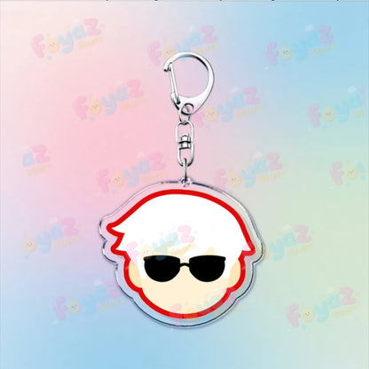 Clear acrylic cartoon homestuck keychain with white hair black sunglasses red outline charms dave strider karkat gamer keyrings