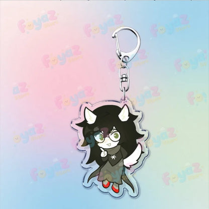 Clear acrylic cartoon homestuck keychain with chibi karkat gamer keyrings character in dark outfit and red shoes charms dave strider