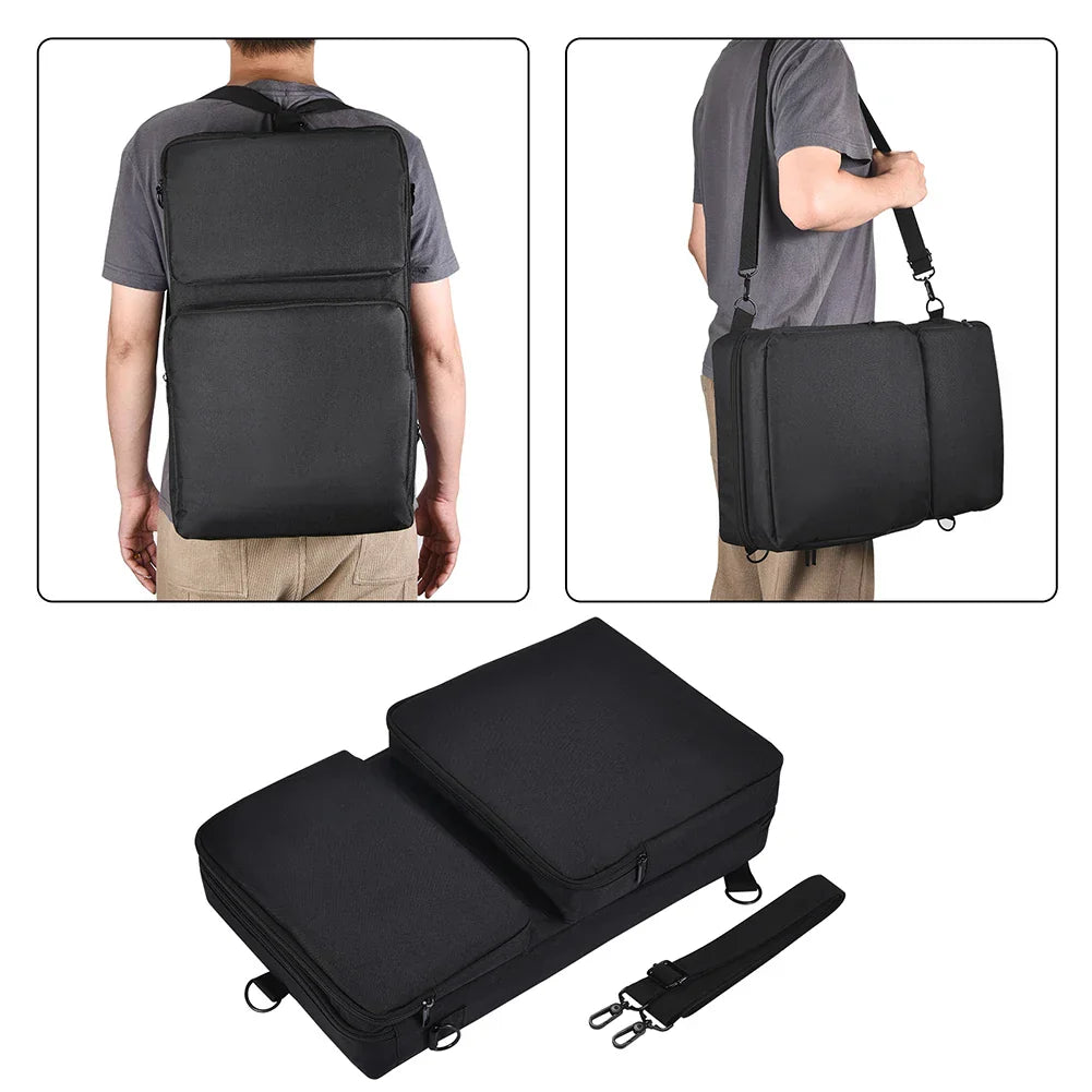 Black dual-compartment laptop backpack with adjustable strap and zipper closures for pioneer dj ddj-sb3 audio dj console protector
