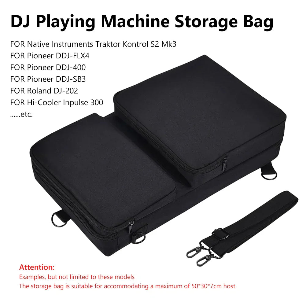 Black durable fabric storage bag with zippers and adjustable strap for pioneer dj ddj-sb3 audio dj console protector