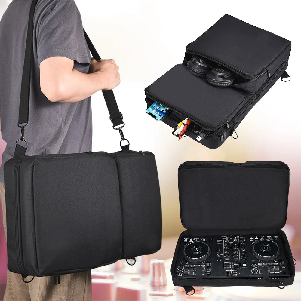 Black padded case for pioneer dj ddj-sb3 audio dj console with adjustable strap and compartments for accessories