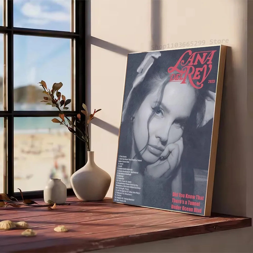 1pc Black And Pink Lana Del Rey Poster Self-adhesive Art Waterproof Paper Sticker Coffee House Bar Room Wall Decor
