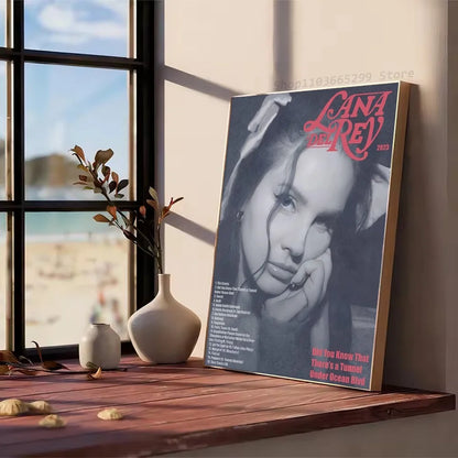 1pc Black And Pink Lana Del Rey Poster Self-adhesive Art Waterproof Paper Sticker Coffee House Bar Room Wall Decor