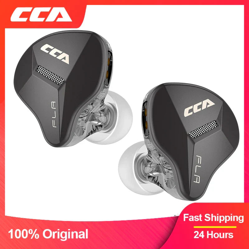 Black CCA FLA metal in-ear monitors with transparent tips and sleek design alta fidelidade fones ear hanging type