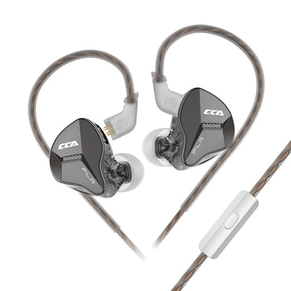 Black and transparent cca fla metal ear hanging type in-ear monitors with metallic mesh for alta fidelidade fones and fones graves esporte