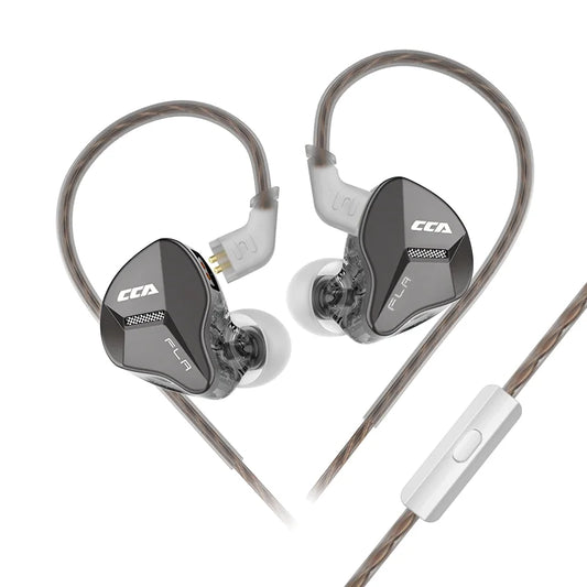 Black and transparent cca fla metal ear hanging type in-ear monitors with metallic mesh for alta fidelidade fones and fones graves esporte