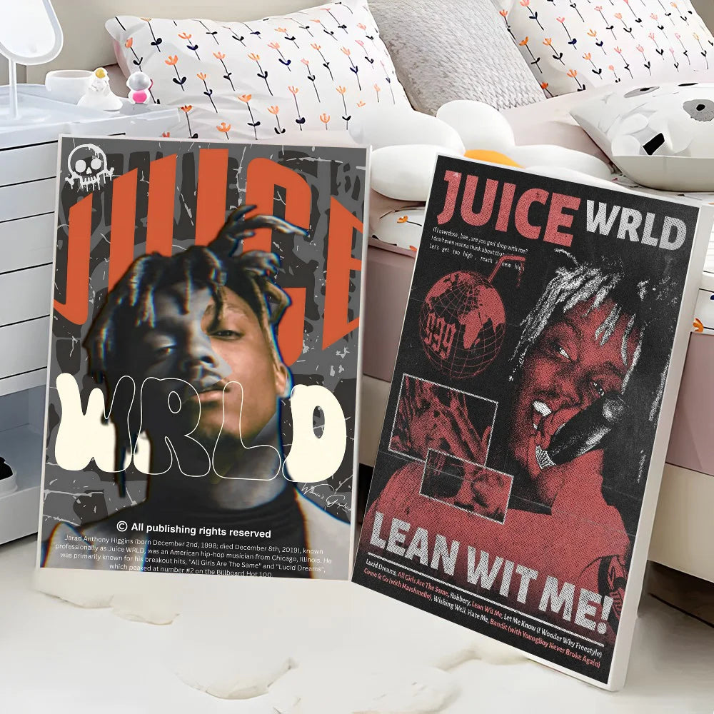 Hip-hop Juice WRLD Poster Self-adhesive Art Waterproof Paper Sticker Coffee House Bar Room Wall Decor