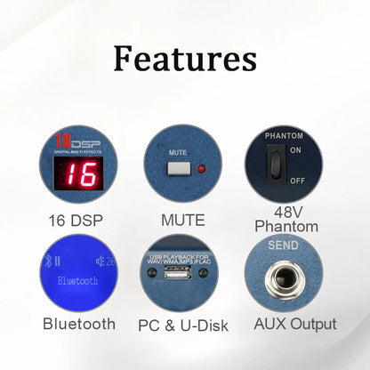 FREEBOSS 6 8 Channels Mixing Console 2 Stereo 16 DSP Professional Audio Mixer USB Record Bluetooth DJ Karaoke Sound Table SMR6/8