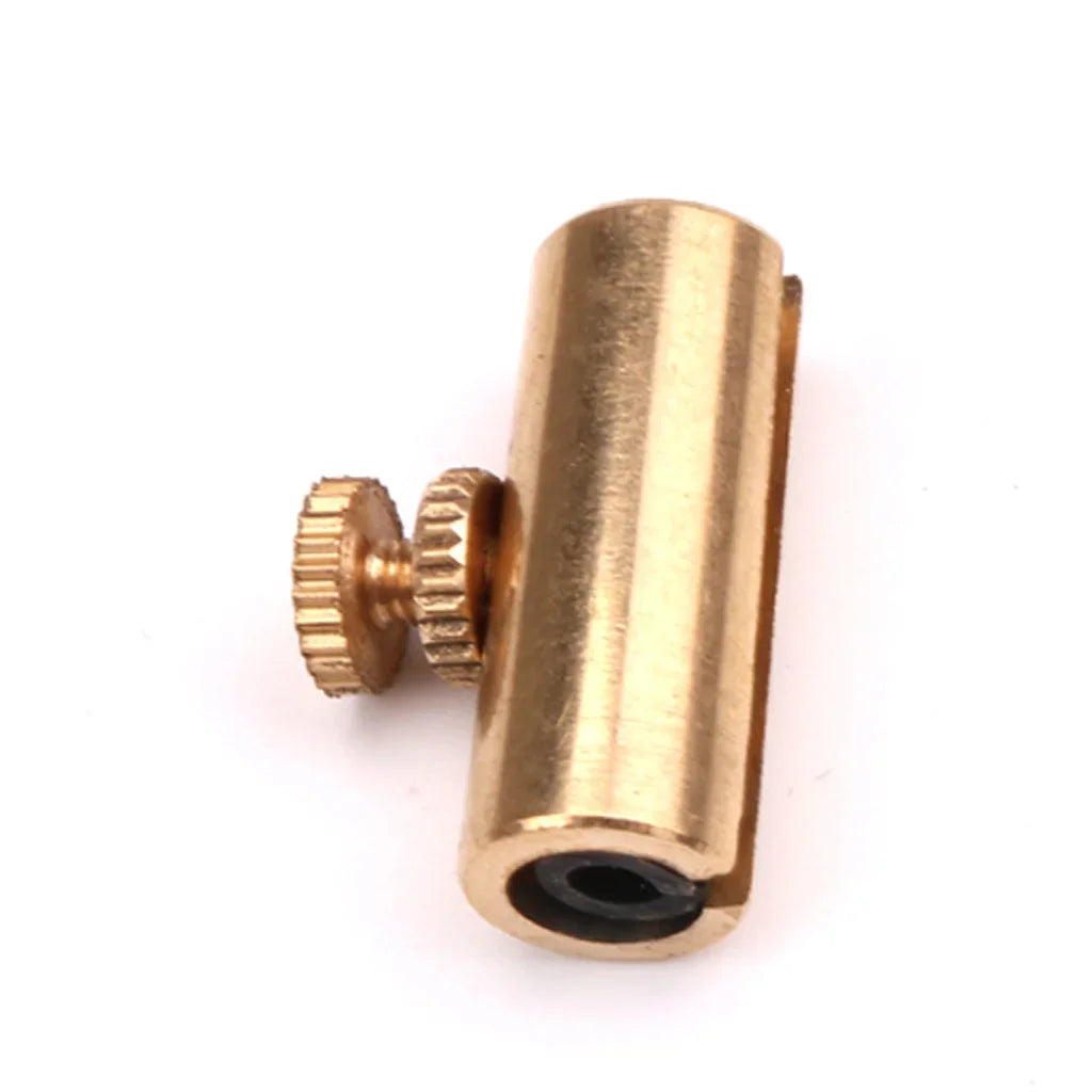 Gold-colored brass violin mute clamp with textured knob and black rubber insert for cello eliminating wolf and instrument accessories violin