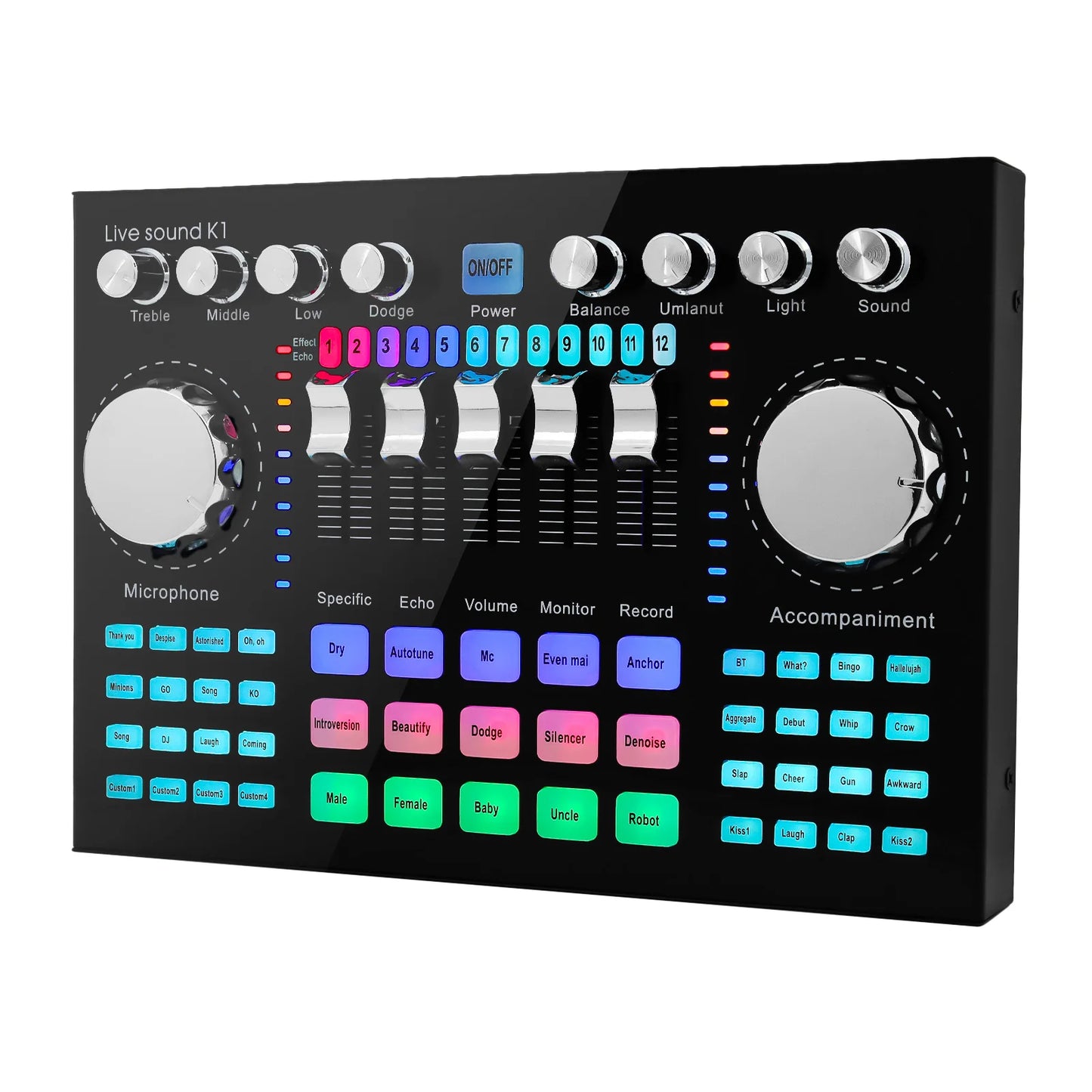 K1 Live Sound Card Portable Internet Celebrity Live Broadcast Special Sound Equipment Universal for Music Recording Karaoke Sing