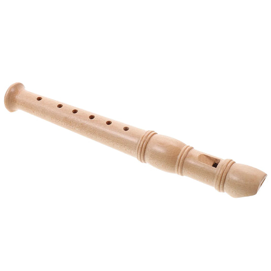 Light-colored wooden children flute recorder with smooth finish and evenly spaced finger holes ideal clarinet kids musical instrument toy educational