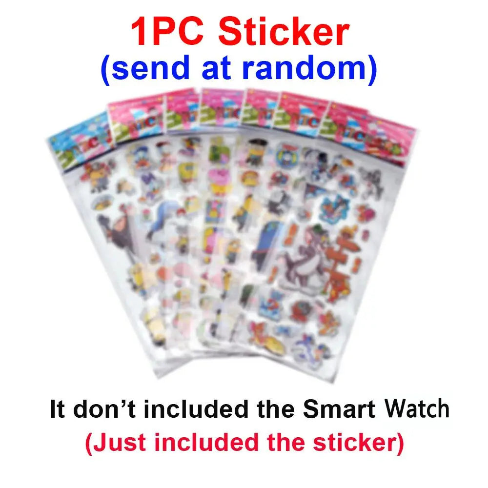 Colorful cartoon character stickers on clear adhesive sheets included with children phone educational games musical toy baby mobile selfie camera