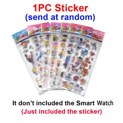 Colorful cartoon character stickers on clear adhesive sheets included with children phone educational games musical toy baby mobile selfie camera