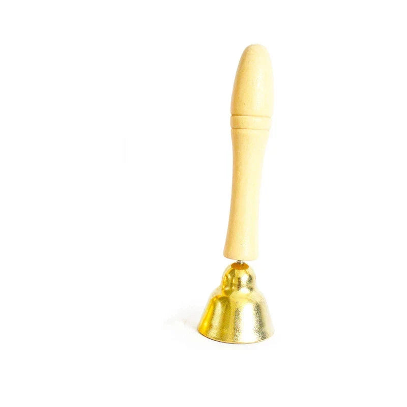 Children’s musical instruments toys golden bell with light wooden handle kids rain rattle shaker rainmaker music toy