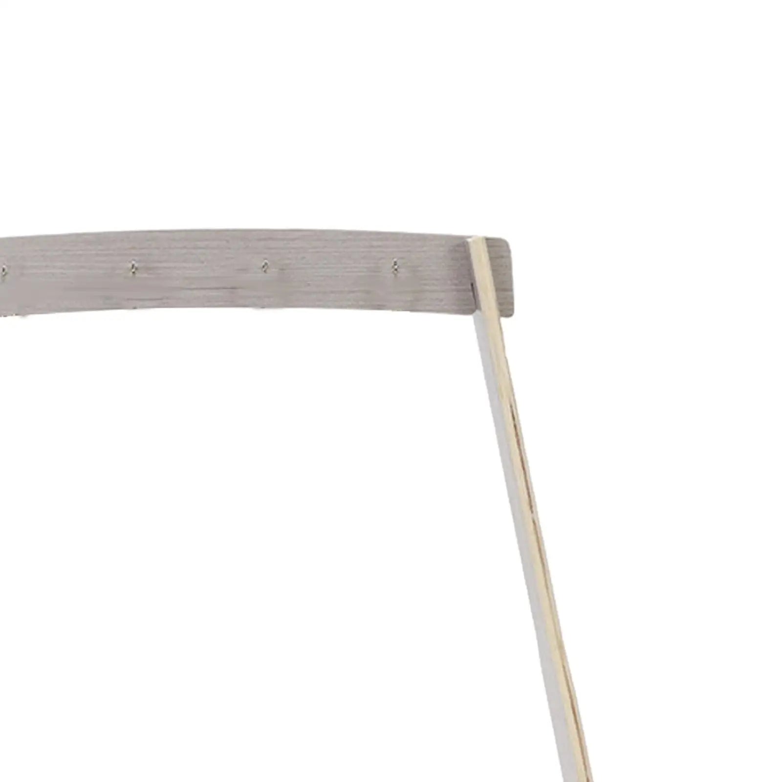 Silver metallic curved chime stand with evenly spaced hooks for wind chime wood gong target stand tabletop use
