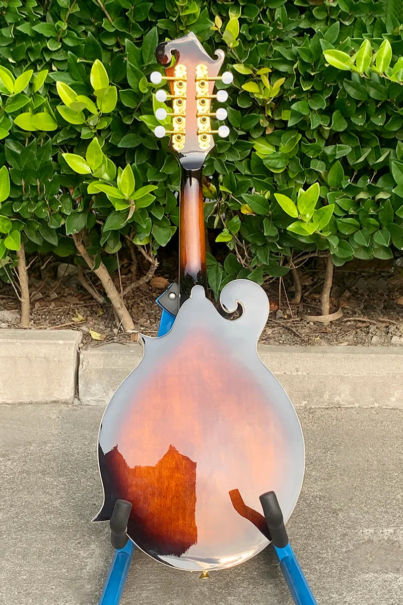 Aiersi brand mandolin handmade vintage sunburst bluegrass acoustic archtop with glossy finish and ornate headstock