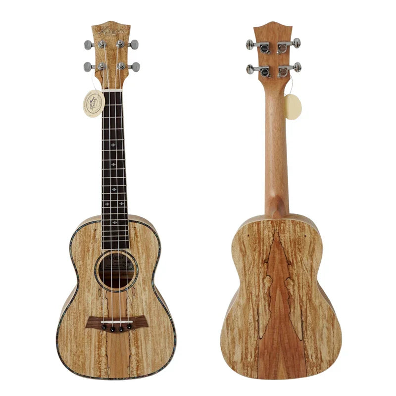 A china leading ukulele factory aiersi brand 24 inch concert ukulele custom logo with laminated koa wood finish and silver pegs