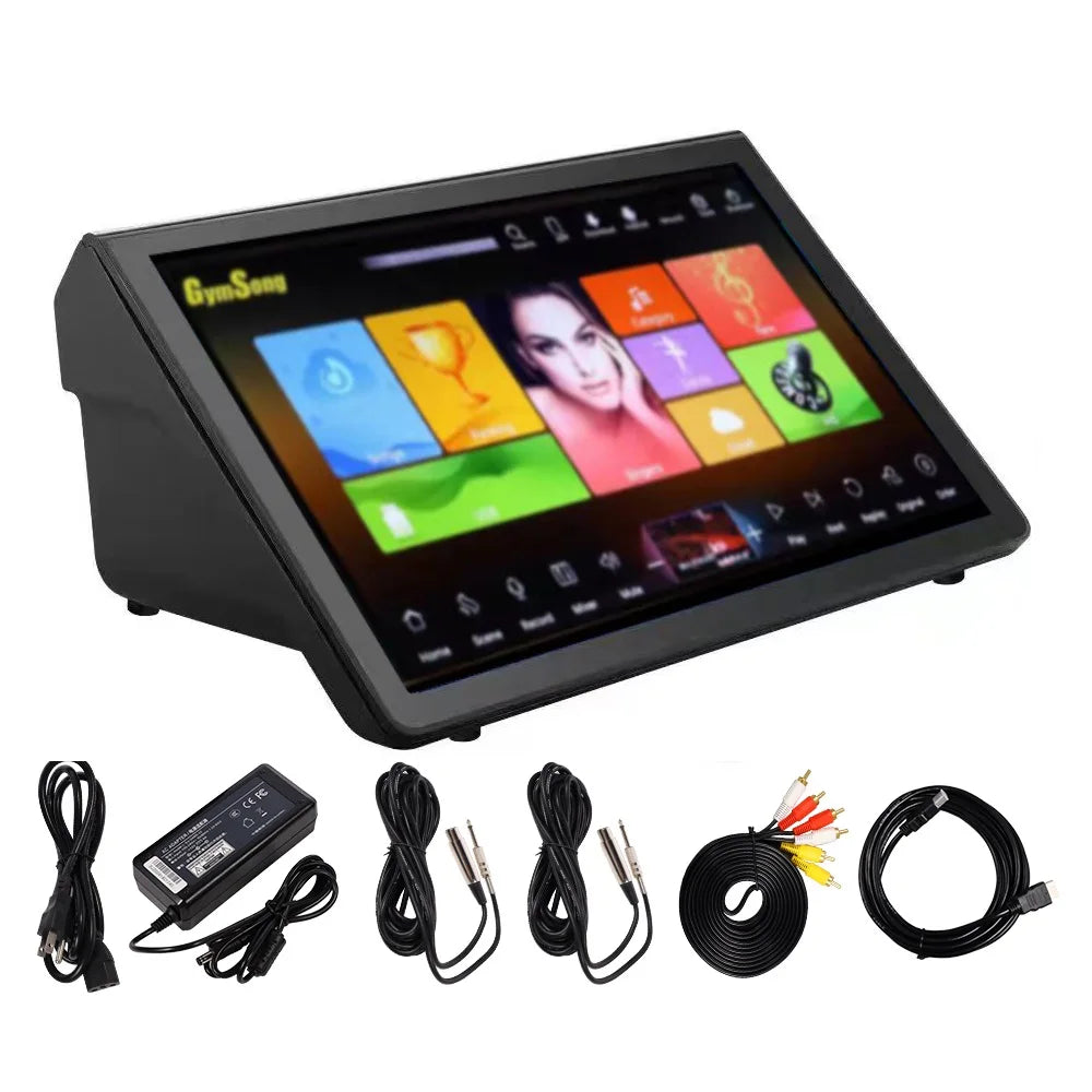 Black gymsong touchscreen hdd jukebox with colorful app icons for portable touch screen home karaoke use