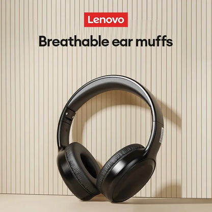 Black lenovo breathable ear muffs with padded headband and circular ear cups for headset sport headphone and earphones foldable game use