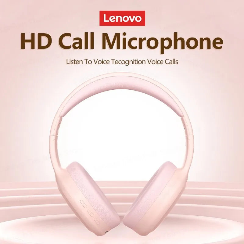 Pink Lenovo TH30 wireless earphones foldable game headset sport headphone with Bluetooth 5.3 and mic music earbuds finish