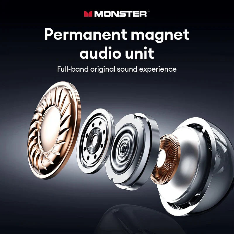 Choice monster mqt65 earclip bluetooth headphones with metallic copper-toned permanent magnet for hifi music game use