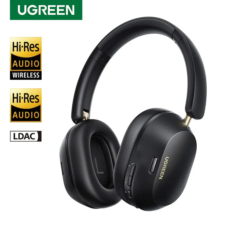 Black Ugreen Choice wireless Bluetooth headphones with 43db hybrid active noise cancellation and spatial audio gold accents