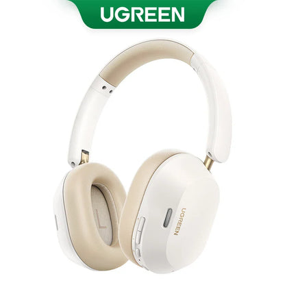 Ugreen choice wireless Bluetooth headphones with 43db hybrid active noise cancellation and spatial audio in white beige
