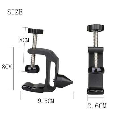 Black plastic and metal clarinet stand bracket with threaded screw and knob handle for holder clarinet repair and maintenance tools woodwind