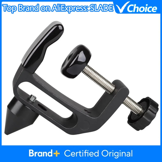 Black slade clarinet stand bracket with textured grip handle and threaded metal screws for holder clarinet repair maintenance tools woodwind