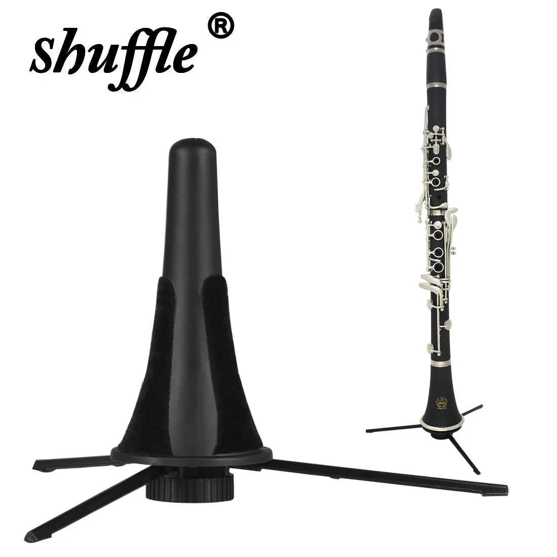 Black plastic clarinet stand bracket with felt pad and foldable tripod abs oboe holder for durable woodwind instrument accessories