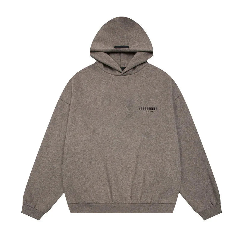 A heather gray classic brand hoodies quality fleece sweatshirt with minimalist black logo ideal for hiphop streetwear oversize
